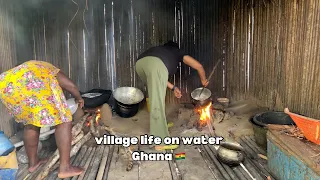 African Village Life || Cooking and Eating in Ghana's Stilt Village built on Water , NZULEZU