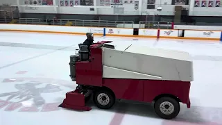 Zamboni cleans the ice