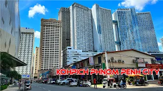 Exploring Tour Kohpich Relaxing Drive Street Touring Phnom Penh Cambodia Trip 2023