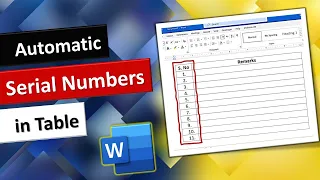 Insert Automatic Serial numbers in MS Word Table | Auto-Incremented Serial Numbers in MS Word Table