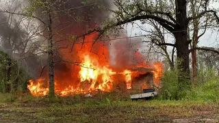 Burning Down Old House Huge Fire (Part Three)