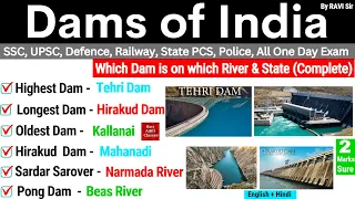 Dams of India with Rivers and States | Important Dams Of India | Dams and river projects #ssccgl