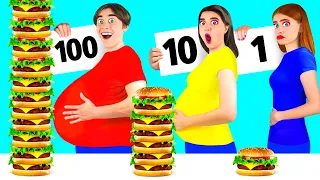 100 تحدي طبقات الطعام #11