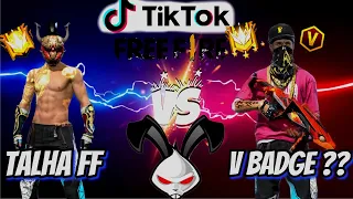 V BADGE GRANDMASTER PLAYER VS TALHA FF CUSTOM ROOM 1V1 FIGHT😲GARENA FREE FIRE