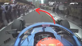 Caution! Ocon almost runs over members of the press in the pit lane | F1 Onboard Azerbaijan 2023