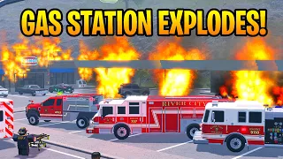 TANKER HITS GAS PUMP AND EXPLODES! HUGE GAS STATION EXPLOSION! ER:LC Roblox Realistic Roleplay