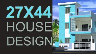27X44 House plan with 3d elevation by nikshail