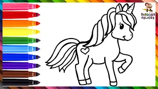 Cómo Dibujar Un Unicornio 🦄 Dibuja y Colorea Un Lindo Unicornio Arcoiris 🌈 Dibujos Para Niños