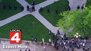 Police clearing encampment protesters from University of Michigan campus