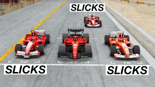 Ferrari F1 2023 vs Ferrari F1 2003-2004-2005 SLICKS TYRES - Monza GP