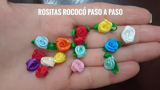 Minis Rosas Rococo hechas con RETAZOS de listón | DIY Ribbon Rococo Roses | Flor Rococo com Retalho