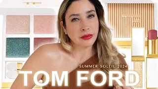 TOM FORD SUMMER 2024 COLLECTION : TOM FORD EMERALD DUSK Eyeshadow, Soleil Glow Highlighter Nude Sand