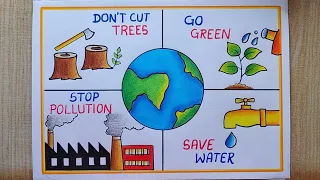 Earth Day drawing| World Earth Day Poster drawing| Save earth poster| Save Environment Drawing