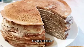 Банановый блинный торт с творожным кремом и вареньем/ Banana pancake cake with curd cream and jam