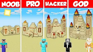 DESERT TEMPLE SAND BASE BUILD CHALLENGE - Minecraft Battle: NOOB vs PRO vs HACKER vs GOD / Animation