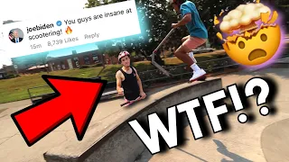 BIGGEST SCOOTER GAP AT THE SKATEPARK! *Over Random Person*