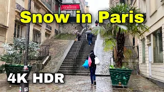 【4K/HDR】Walking tour in Paris under the Snow 🚶