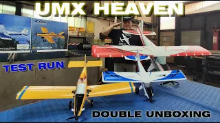 EFlite UMX Turbo Timber Evolution & UMX Air Tractor BNF RC planes DOUBLE UNBOXING and RUN TEST