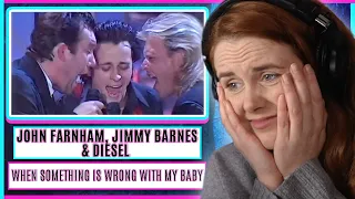 Vocal Coach reacts to John Farnham & Jimmy Barnes ft Diesel - When Something Is Wrong With My Baby