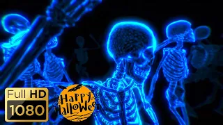 HALLOWEEN PARTY BACKGROUND - Dancing Skeletons. Ghost. Scary Video. Halloween Loop Video (No Sounds)