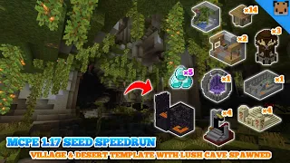 Minecraft pe 1.17 seed speedrun - Village & desert temple with lush cave spawned / lucky diamond !!