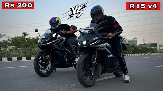 Finally, New Pulsar RS200 Vs R15 Drag Race 🏁🔥 !!