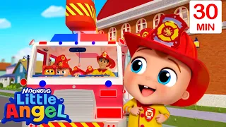 Safety at the Fire Station! | Firetrucks & Vehicles | Little Angel Kids Songs & Nursery Rhymes