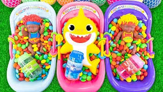 Satisfying Video ASMR l Mixing Candy in 3 Magic Bathtub With Pineapple Baby Shark & Dinosaur Candy