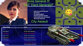 Command Conquer Generals Zero Hour Boss General 1 vs 7 Hard Generals. (City Assault)