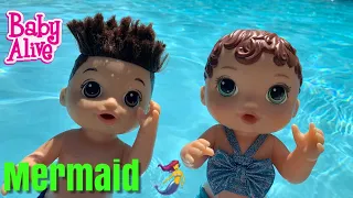 Baby Alive Abby Turns into a Mermaid 🧜‍♀️ swimming in the pool