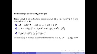 Quantum Theory - the Heisenberg Uncertainty Principle: Oxford Mathematics 2nd Year Student Lecture