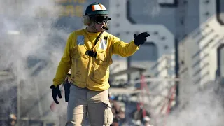 US Navy🇺🇸 Shooters dancing on Aircraft Carrier