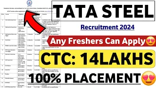 TATA STEEL PLANT RECRUITMENT 2024 | DIRECT SELECTION | 100% JOB PLACEMENT 😍