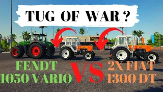 WHICH SIDE WIN? | TUG OF WAR | FENDT 1050 VARIO VS 2X FIAT 1300 DT | Farming Simulator 19