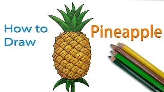 How to Draw Pineapple Step by Step (Very Easy)