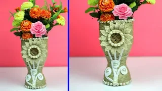 DIY Jute Rope Flower Pot/ Making Jute and Plastic Bottle Vase At Home/ Home Decor