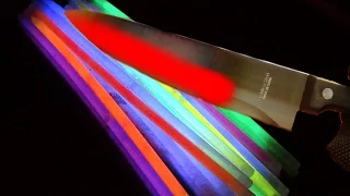 EXPERIMENT Glowing 1000 degree KNIFE VS GLOW STICKS *THEY EXPLODE*