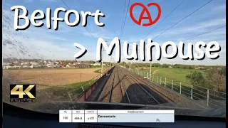 CAB RIDE 4K : Belfort - Mulhouse : FR/Alsace/Franche-Comté /Elsass/Frankreich/SNCF/Regiolis/Altkirch