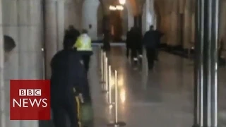 Canada Shooting: Video shows bullets fired inside parliament building - BBC News
