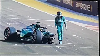 LANCE STROLL CRASH SINGAPORE GP 2023 AND CROWD REACTION