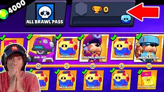 J'ACHETE TOUT LE BRAWLPASS SAISON 5 sur un COMPTE 0 TROPHEE PACK OPENING 2000 GEMMES Brawl Stars !