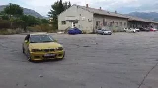 E 46 M3 doing donuts and burnouts