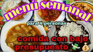 MENÚ SEMANAL PARA 4 PERSONAS /COMIDA CON BAJO PRESUPUESTO