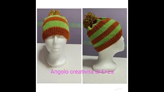 Cappello a righe ai ferri per bambino/a 🧶🧢 Maglia facile