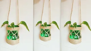 Hanging planter making from waste without hot glue l diy hanging planter l diy planter ideas💡
