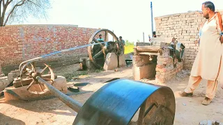 starting desi old black engine || ruston engine || on Ara machine Punjab village dol chiragini