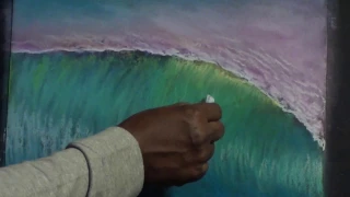 How to draw , Beautiful sea wave , soft pastel