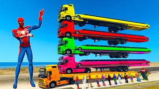 GTA 5 Spiderman MOD, Loading Cars, Jeep, Monster Truck Into Big Truck