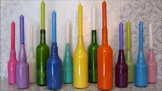 Recycled Crafts Ideas For Kids | DIY Recycle Glass Bottles into Candlesticks And Vases | Room Decor