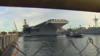 USS Theodore Roosevelt docks in Bremerton for next year and a half